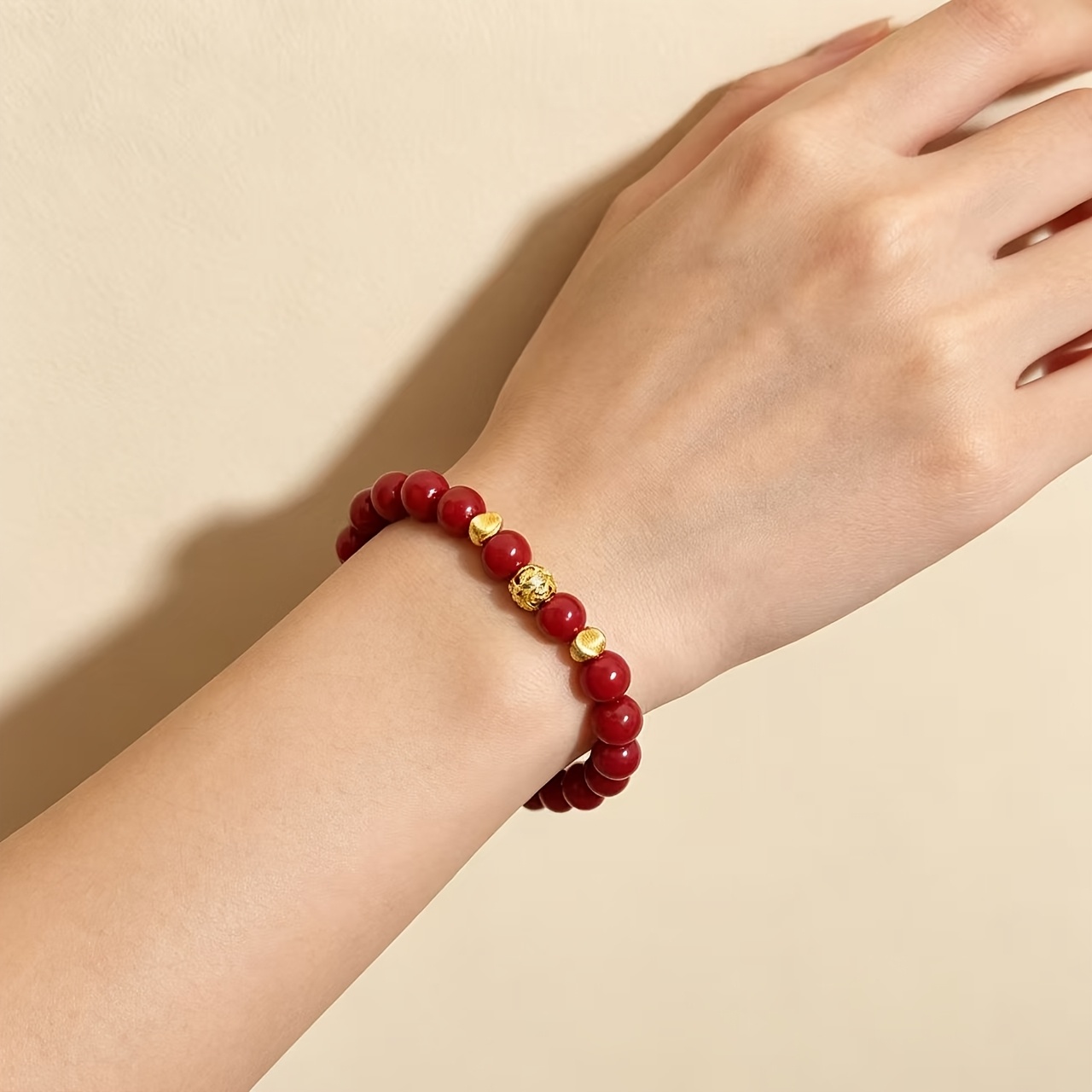 Handcrafted Red Cinnabar Lucky Buddhist Prayer Beads Necklace